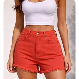 THE GREAT. Burnt Orange Cutoff Denim Shorts | NWOT | Size 30